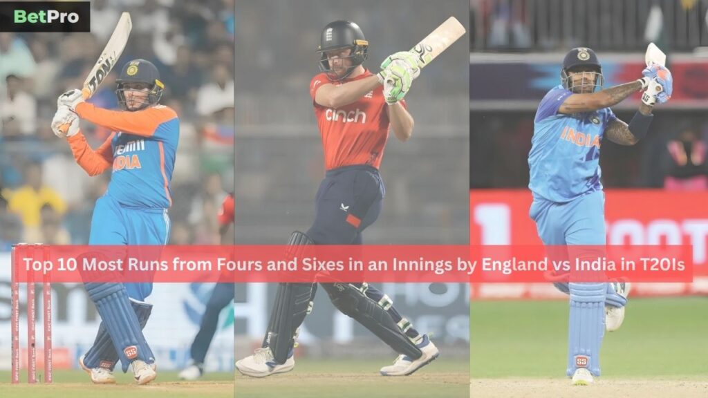 Most Runs from Fours and Sixes in an Innings by England vs India in T20Is